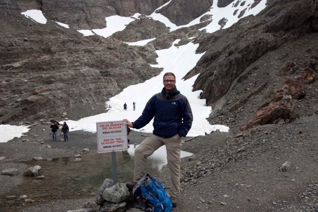 Aber das Schild beweist: Ich war am Glaciar Martial!