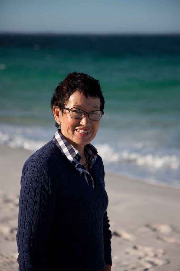 Beth at Hyams Beach. Quite windy but I like the picture!